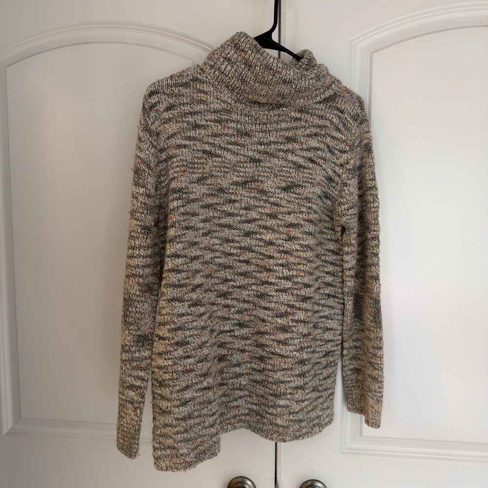 Chicos Womens Space Dye Turtleneck Sweater Multi Color Marled Knit Silk Blend 1